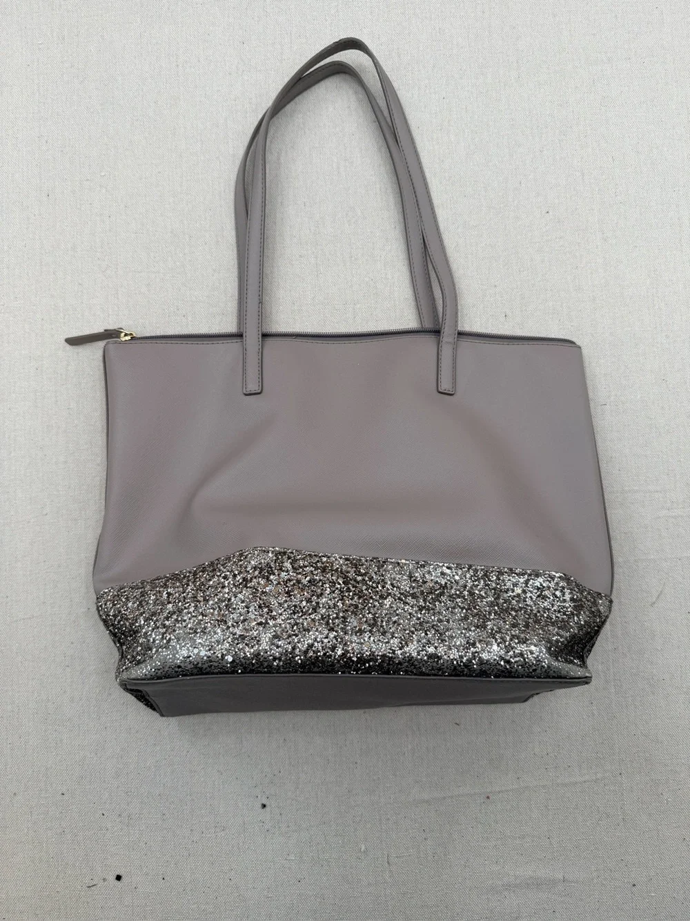 kate spade Gray Tote with Silver Glitter Base